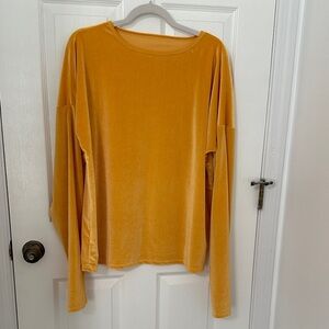 Velvet Long Sleeve Top in Mustard